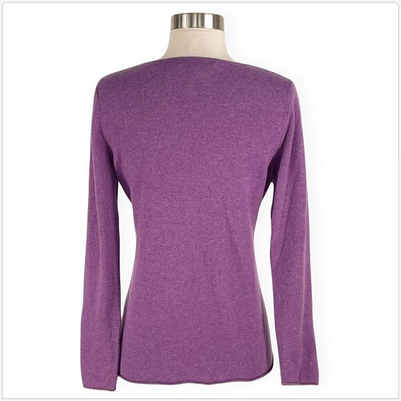 Kirkland Signature 100% Cashmere Knit Purple Lavender Drape Neck Sweater L - Picture 2 of 3